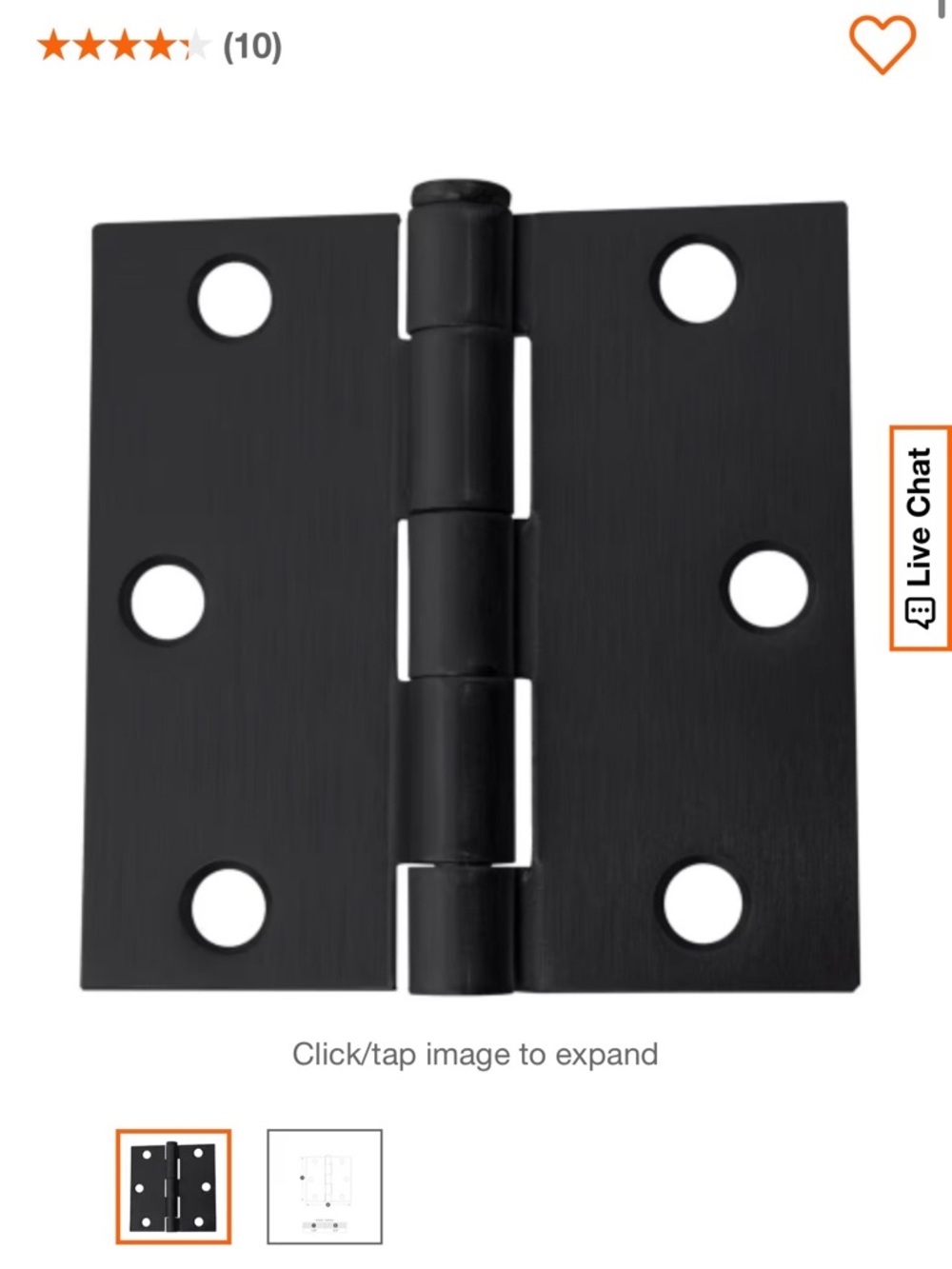 17 Black Door Hinge square 3.5" hardware